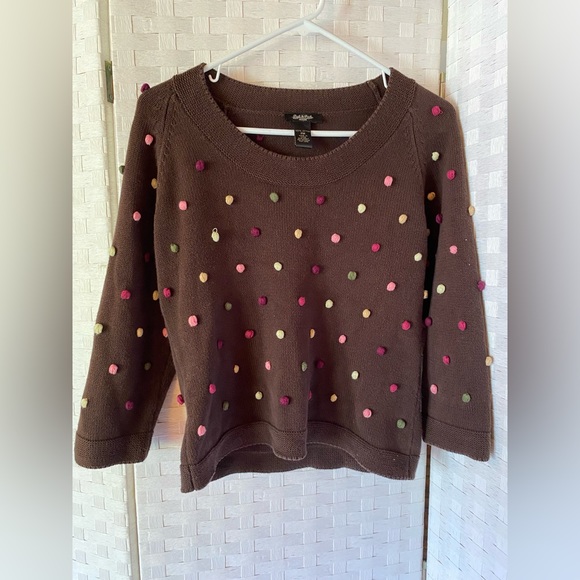 Brown dotted sweater PETITE MEDIUM - Picture 2 of 4